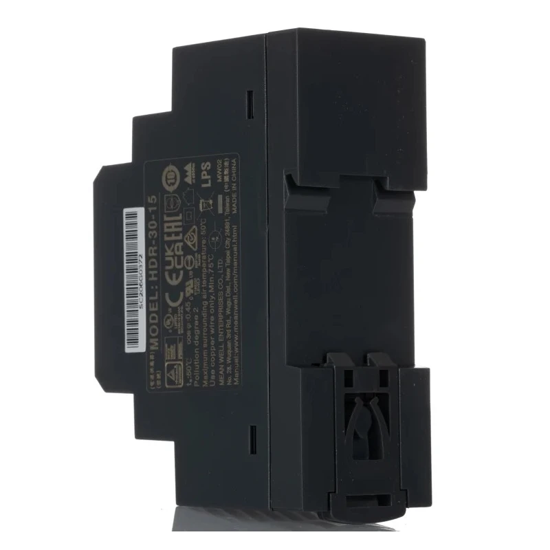 MEAN WELL Ultra Slim Switched Mode DIN Rail Power Supply 1 Phase AC/DC 85-370 V Input, 15 V DC, 2 A, 30 W HDR-30-15