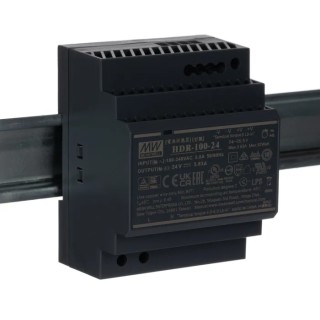 MEAN WELL Ultra Slim Switched Mode DIN Rail Power Supply 24V DC, 3.83A Output, 92W, AC/DC Input HDR-100-24