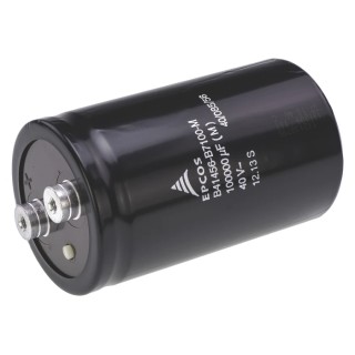 TDK Aluminium Capacitor 0.1 F 40V DC Polar Cylindrical Can with Screw Terminals B41456B7100M600
