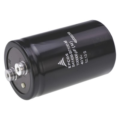 TDK Aluminium Capacitor 0.1 F 40V DC Polar Cylindrical Can with Screw Terminals B41456B7100M600