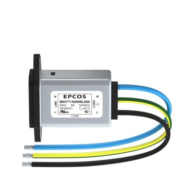 TDK 250 V AC, 250V DC 3A Panel Mount IEC Filter Male Wire B84771A0003L000