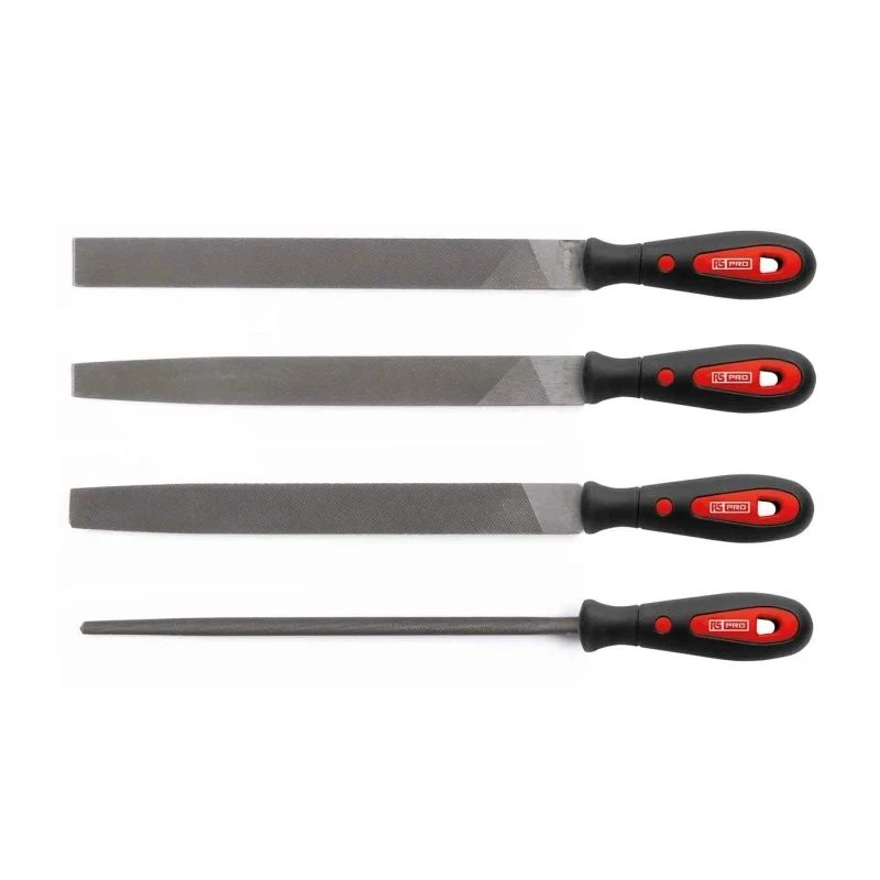 RS PRO 4 Piece 250 mm Second Cut Engineers File Set with Handle Included 146-7307
