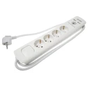 RS PRO 1.5 m 4 Socket Schuko Extension Lead Power Strips 250V 16A Switchable White 146-6743