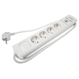 RS PRO 1.5 m 4 Socket Schuko Extension Lead Power Strips 250V 16A Switchable White 146-6743