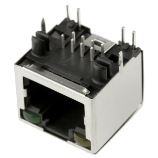 Amphenol Communications Solutions RJ45 Connector Cat5e Tin Plated Copper Shield Right Angle 1 Port 8 Way 