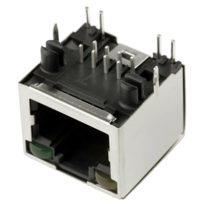 Amphenol Communications Solutions RJ45 Connector Cat5e Tin Plated Copper Shield Right Angle 1 Port 8 Way 