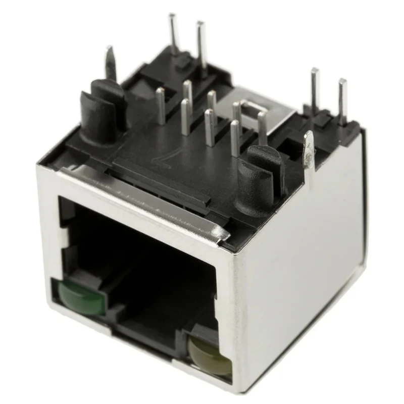 Amphenol Communications Solutions RJ45 Connector Cat5e Tin Plated Copper Shield Right Angle 1 Port 8 Way 