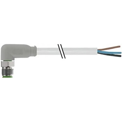 RS PRO Sensor Actuator Cable, Male 3 Way Right Angle to Unterminated, 5 m, Polyvinyl Chloride Jacket, Grey 154-7717