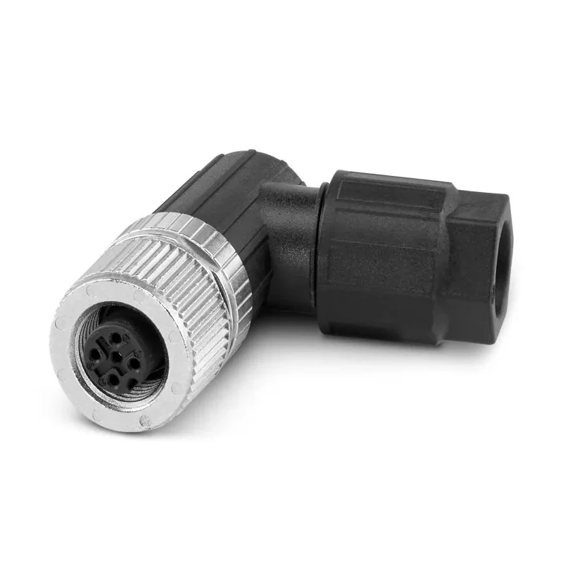 Phoenix Contact Circular Connector, 5 Contacts, Cable Mount, M12 Size, Female Plug, Right Angle, IP65 IP67, Push-in 1424653