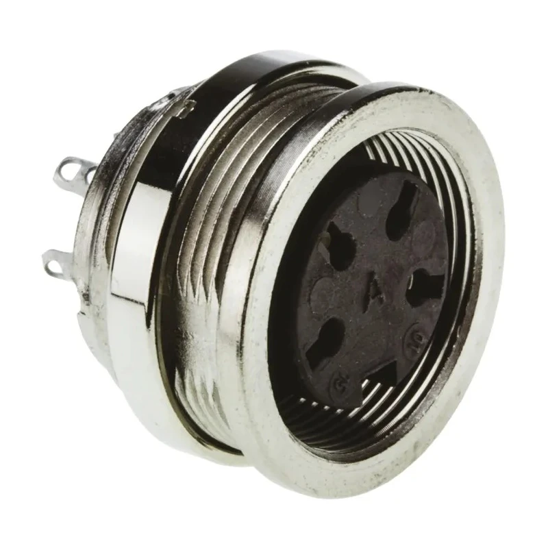 Amphenol Industrial C 091 D 4 Pole Straight M16 Panel Mount DIN Socket, 5A, 300 V AC/DC, IP67, Screw-On C091-31N004-1002