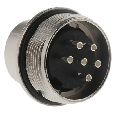 Amphenol Industrial C 091 D 6 Pole Straight M16 DIN Plug, Panel Mount, 5A, 300V AC/DC, IP67, Screw C091-31W006-1002