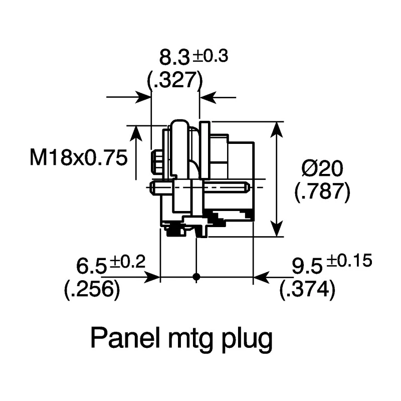 Amphenol Industrial C 091 D 6 Pole Straight M16 DIN Plug, Panel Mount, 5A, 300V AC/DC, IP67, Screw C091-31W006-1002