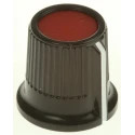 RS PRO Potentiometer Knob 16.2 mm Diameter Red, Black Plastic Grub Screw Circular Shaft 3.18 mm 259-6862