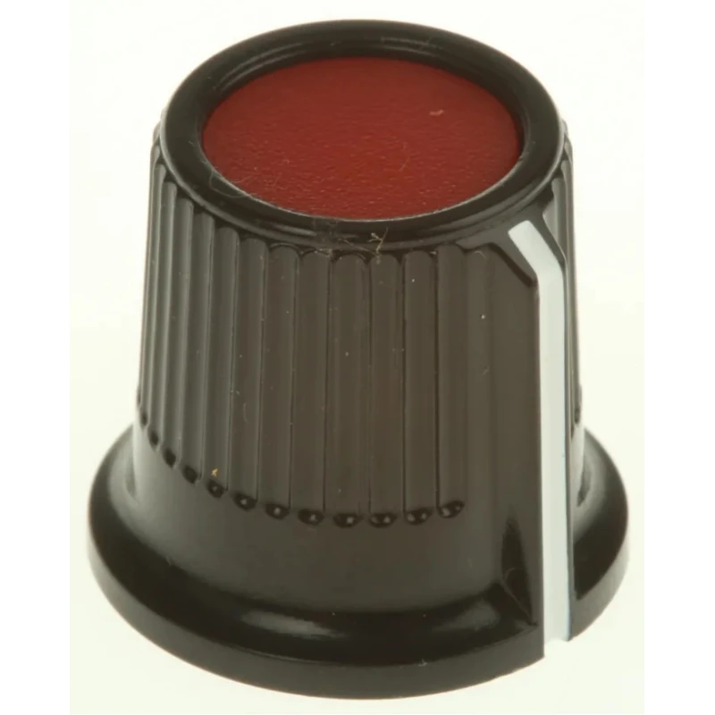 RS PRO Potentiometer Knob 16.2 mm Diameter Red, Black Plastic Grub Screw Circular Shaft 3.18 mm 259-6862