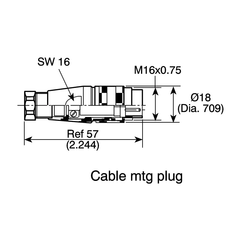 Amphenol Industrial DIN Plug 3 Pole Straight M16 Cable Male 5A 300V AC/DC IP67 Screw-On C09131H0031002