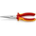 Knipex Long Nose Plier Round 200mm Overall, VDE 1000V Insulated Handle, Chrome Plated Vanadium Electric Steel 26 16 200