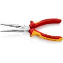 Knipex Long Nose Plier Round 200mm Overall, VDE 1000V Insulated Handle, Chrome Plated Vanadium Electric Steel 26 16 200