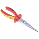 Knipex Long Nose Plier Round 200mm Overall, VDE 1000V Insulated Handle, Chrome Plated Vanadium Electric Steel 26 16 200