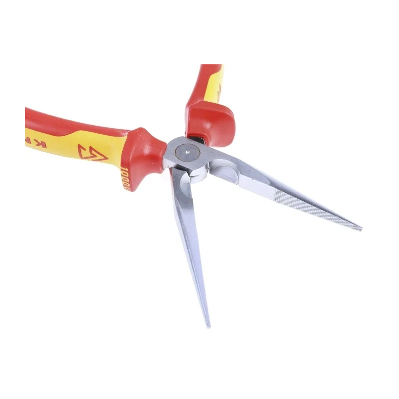 Knipex Long Nose Plier Round 200mm Overall, VDE 1000V Insulated Handle, Chrome Plated Vanadium Electric Steel 26 16 200