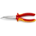 Knipex Long Nose Plier Bent Nose, 200mm Overall Length, Serrated Jaw 73mm, VDE/1000V Approved Model 26 26 200