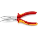 Knipex Long Nose Plier Bent Nose, 200mm Overall Length, Serrated Jaw 73mm, VDE/1000V Approved Model 26 26 200
