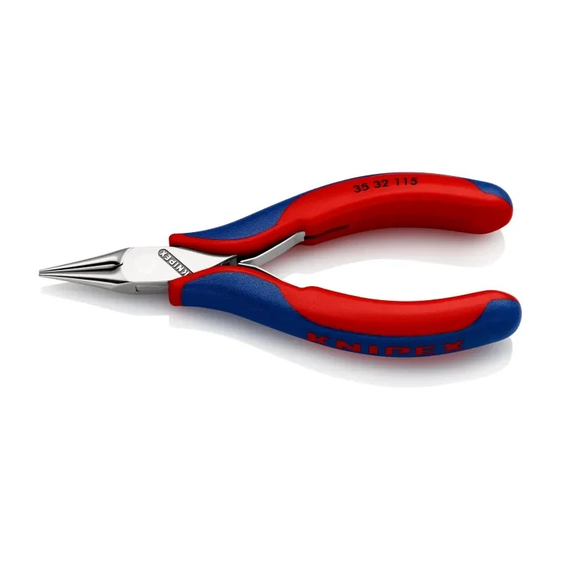 Knipex Long Nose Plier with Comfort Grip Handle, Chrome Steel, Mirror Polished, 115mm Overall Length, 22.5mm Jaw 35 32 115