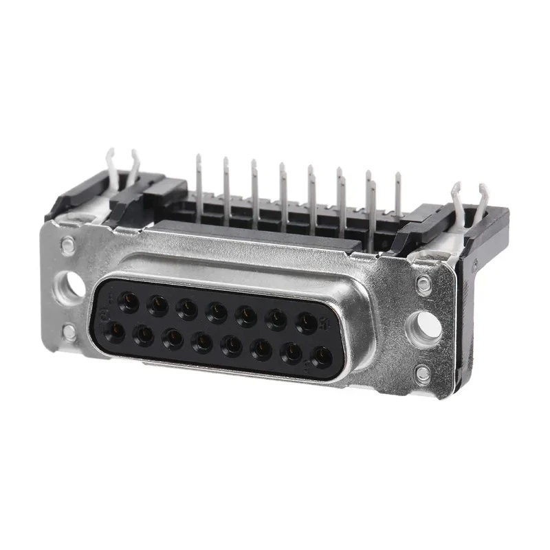 HARTING D-Sub 15 Way Right Angle 2.74 mm Pitch Through Hole D-Sub Connector with Board Lock Female 09662527611