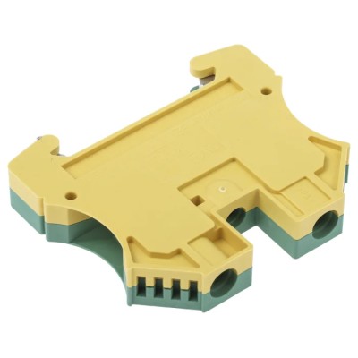 Weidmüller 2-Way WPE 10 Earth Terminal Block, 10mm² Cable CSA, 16AWG and 6 AWG Wire, Screw Terminal, Wemid 1010300000