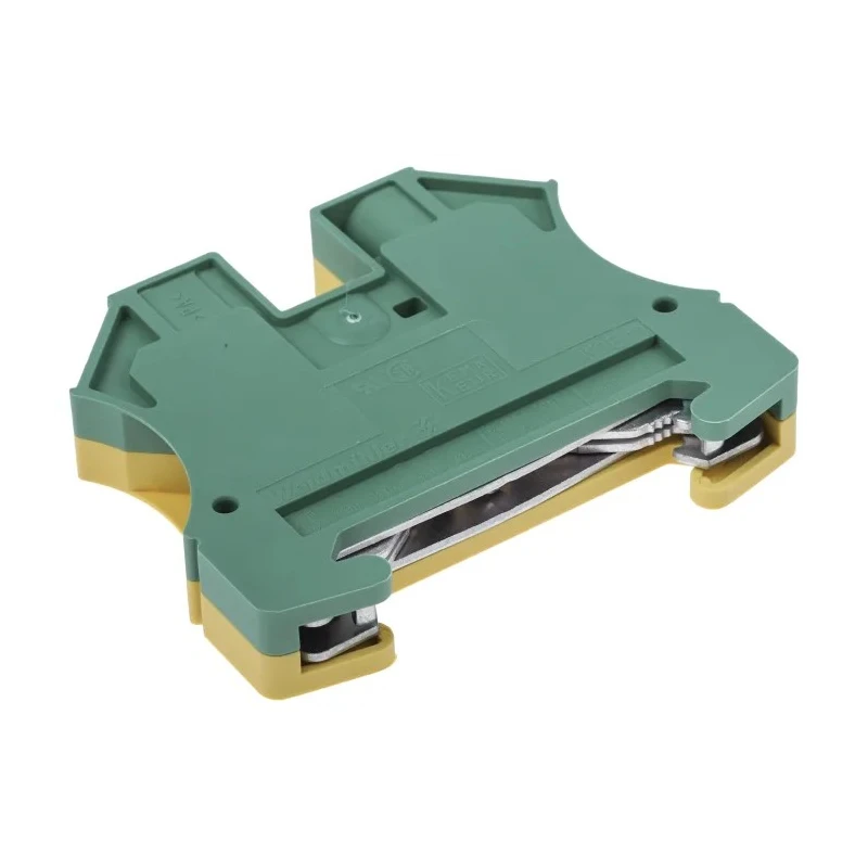Weidmüller 2-Way WPE 10 Earth Terminal Block, 10mm² Cable CSA, 16AWG and 6 AWG Wire, Screw Terminal, Wemid 1010300000