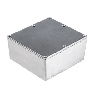 RS PRO Silver Silver Lid Die Cast Aluminium Enclosure IP54 190.1 mm x 190.1 mm x 66.5 mm IP54
