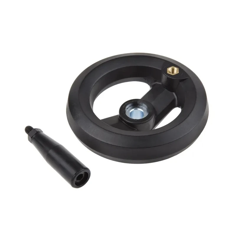 RS PRO Black Fibreglass Reinforced Technopolymer Revolving Handle Spoked Hand Wheel 126mm Diameter 161-1991