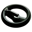 RS PRO Black Fibreglass Reinforced Technopolymer Fold Down Handle Spoked Hand Wheel, 200 mm Diameter 161-2015