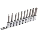 RS PRO 10-Piece 1/2 in Torx Socket Set Chrome Vanadium Steel 100mm Length 262-0303
