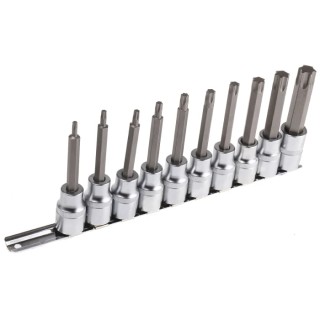RS PRO 10-Piece 1/2 in Torx Socket Set Chrome Vanadium Steel 100mm Length 262-0303