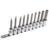 RS PRO 10-Piece 1/2 in Torx Socket Set Chrome Vanadium Steel 100mm Length 262-0303