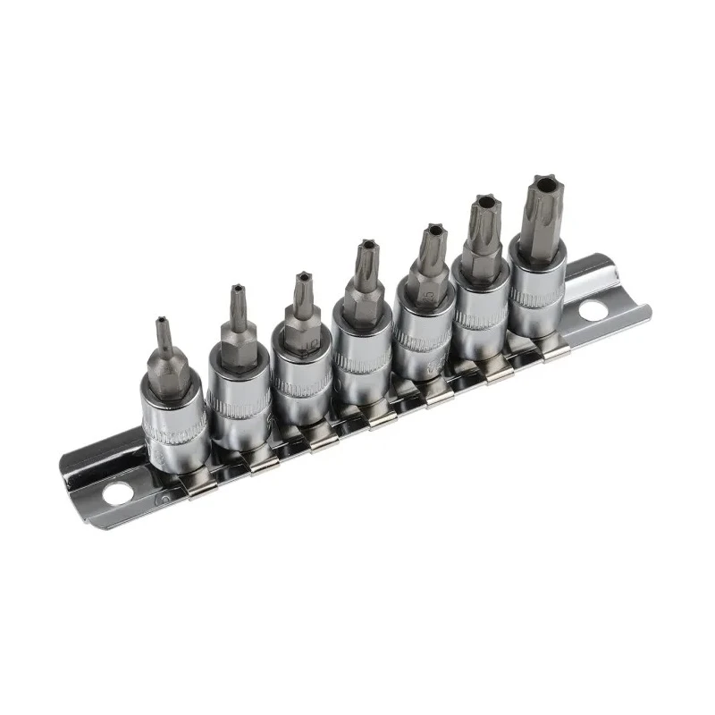 RS PRO 7-Piece 1/4 in Torx Socket Set Chrome Vanadium Steel 262-0224