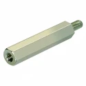 HARWIN Threaded Standoff M4 x 0.7, 10 mm Body Length, 8 mm Stud Length, Brass Material, Nickel Finish R40-3001002