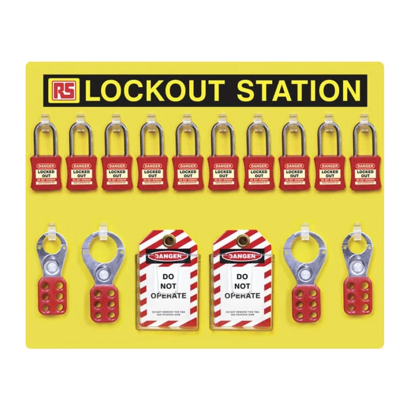 RS PRO 10 Padlock Lockout Station Yellow Aluminium Composite Panel ACP Open Lockout Station 161-5879