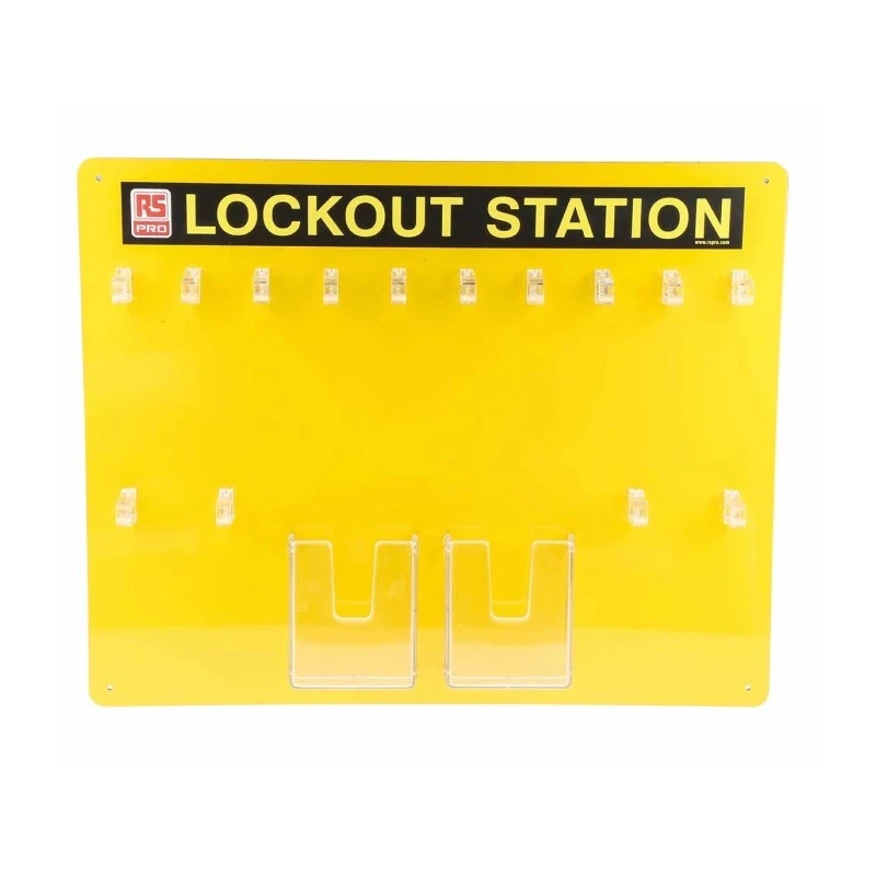 RS PRO 10 Padlock Lockout Station Yellow Aluminium Composite Panel ACP Open Lockout Station 161-5879