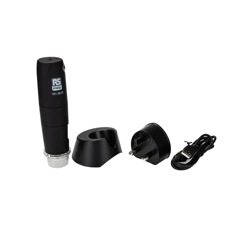 RS PRO WiFi Illuminated Microscope 5 to 200 X Magnification, 5MP Camera, Lithium-ion Battery, WiFi Interface 161-3612