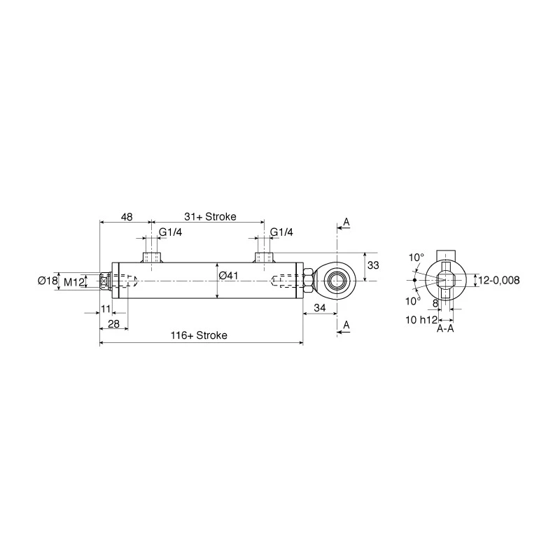 Bosch Rexroth Fixed Hydraulic Cylinder 50 mm Bore, 400 mm Stroke, 160 bar Pressure, Steel Material R900999L21
