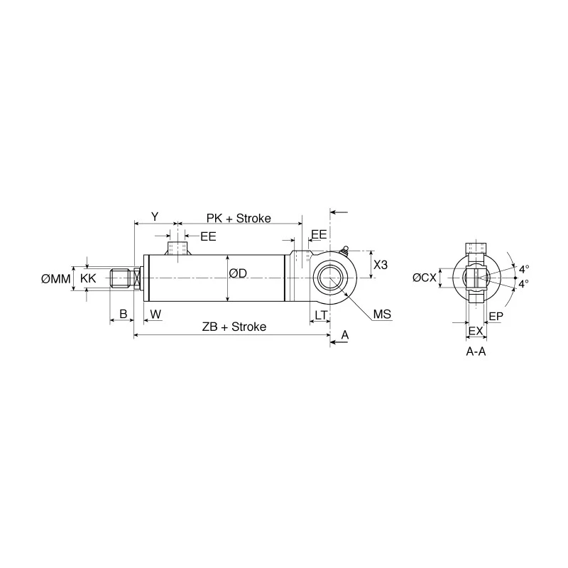 Bosch Rexroth Fixed Hydraulic Cylinder 50 mm Bore, 400 mm Stroke, 160 bar Pressure, Steel Material R900999L21