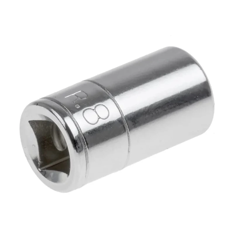 Facom 1/4 in Drive 8 mm Standard Square Chrome Vanadium Steel Socket, 6.5mm Overall Length R.8