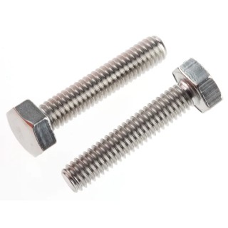 RS PRO Stainless Steel Hex Bolt M4 x 20 mm Plain Finish DIN 933 263-2148