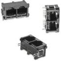 Wurth Elektronik 615024 Series RJ45 Connector Female, PCB Mount, Cat3 Nickel Plated Brass Shield Horizontal 3 Port 8 Way RJ45
