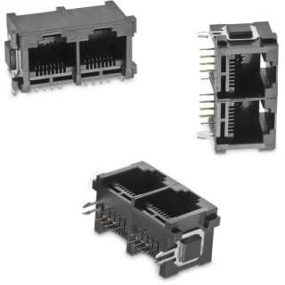 Wurth Elektronik 615024 Series RJ45 Connector Female, PCB Mount, Cat3 Nickel Plated Brass Shield Horizontal 3 Port 8 Way RJ45
