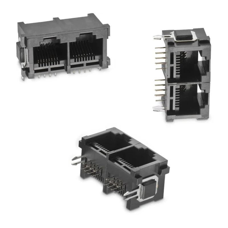 Wurth Elektronik 615024 Series RJ45 Connector Female, PCB Mount, Cat3 Nickel Plated Brass Shield Horizontal 3 Port 8 Way RJ45