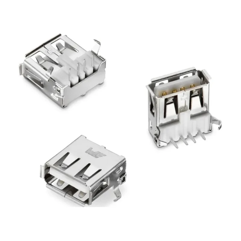 Wurth Elektronik WR-COM USB 2.0 Type A Horizontal THT 4 Way Memory Card Connector, Solder 614004190021