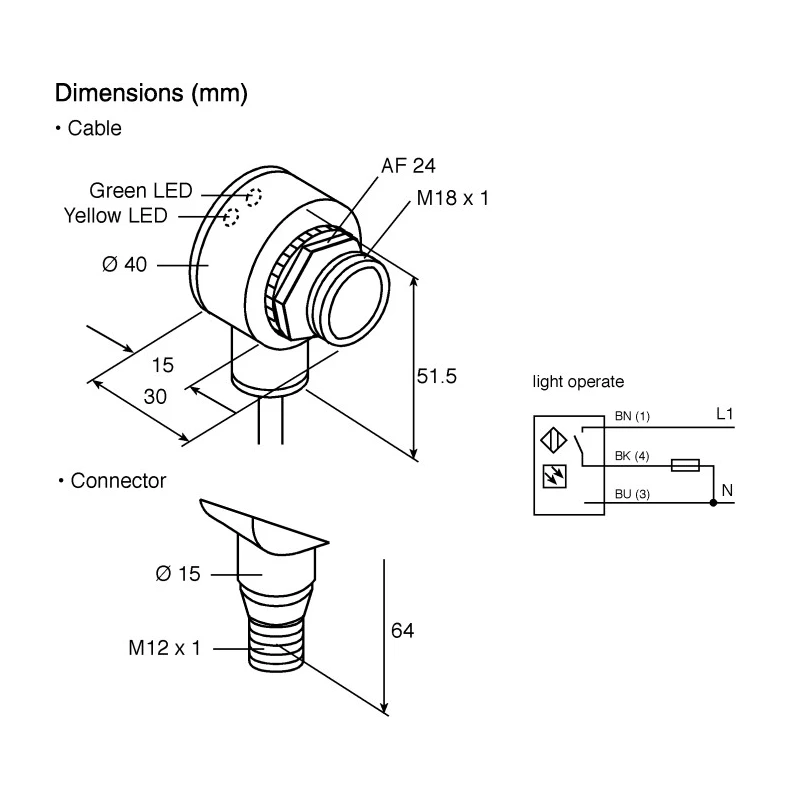 Banner Retroreflective Photoelectric Sensor Barrel Style 2 m Detection Range Relay Output IP69K T18AW3LP
