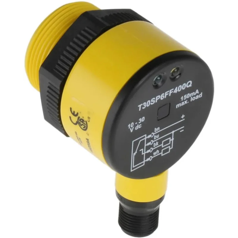Banner Diffuse Photoelectric Sensor, Barrel Style, 400 mm Detection Range, PNP Output, IP69K, Plastic PBT T30SP6FF400Q